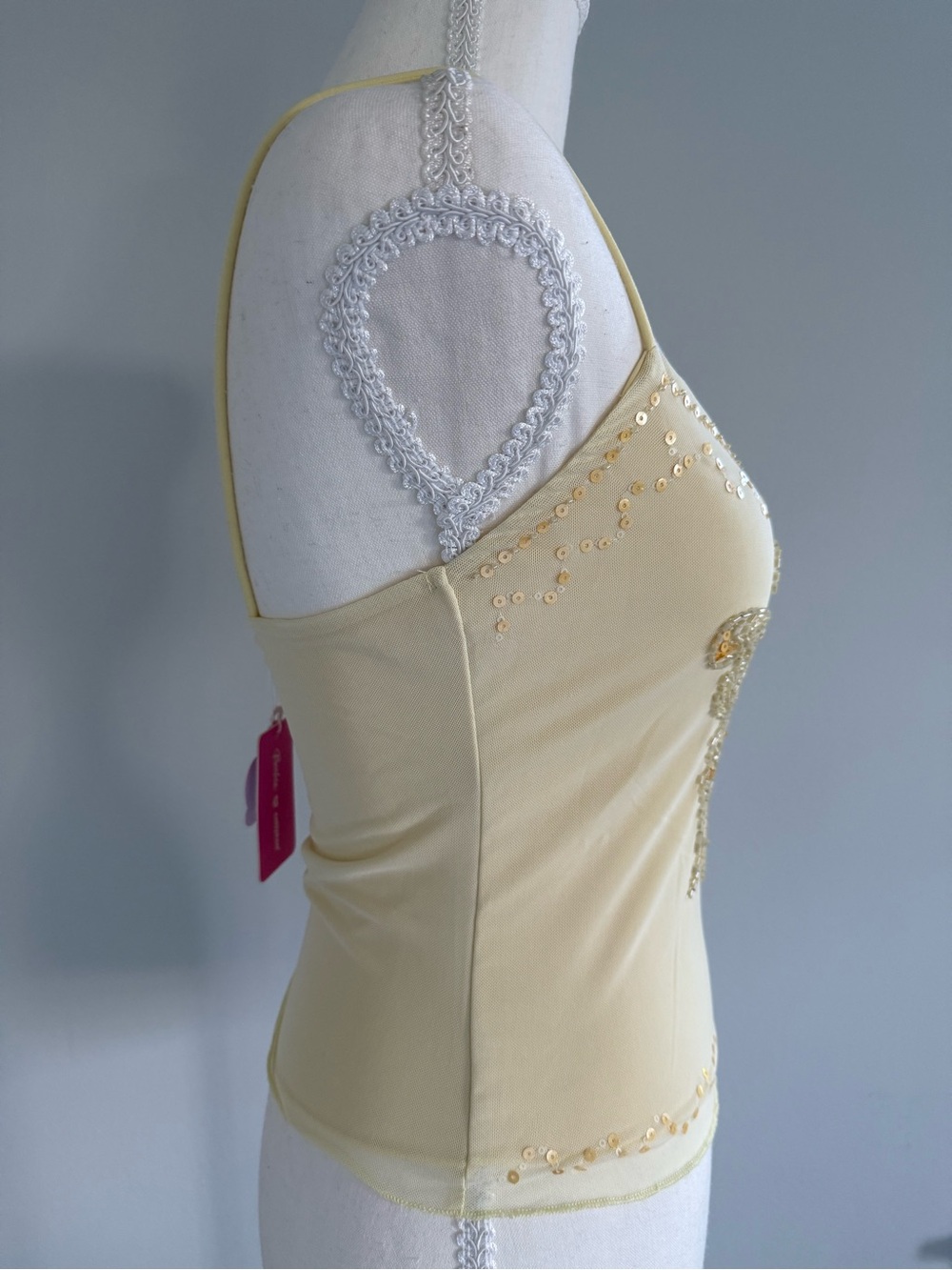 Edikted Barbie Bead & Sequin Mesh top, light yellow, xs - Picture 4 of 8
